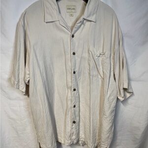 Vintage Joseph & Feiss 100% Silk Camp Collar Short Sleeve Button Shirt White XL